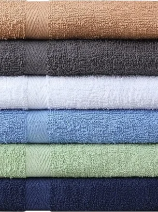 Towel & Linen Mart 100% Cotton 6-Pack Bath Towels – Soft, Super Absorbent, Quick-Dry & Lightweight (27″ x 54″, Multi-Color Set)